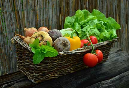 Fresh vegetables grown in a community garden